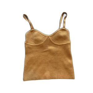 Madewell Mustard Yellow Knit Crochet Tank Top Spaghetti Straps Size XXS